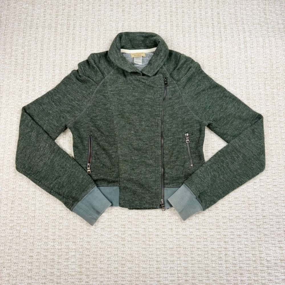 Womens Large Green Cropped Moto Jacket Gorpcore Granola Whimsigothic Y2K Utility